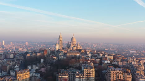 Basilika-Des-Heiligen-Herzens-Von-Paris-Luftbild-Sonnenuntergang-Frankreich-Nahaufnahme-Panorama